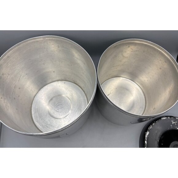 Vtg West Bend Set Of 2 Aluminum Flour Sugar Canisters MCM Retro - Picture 5 of 8